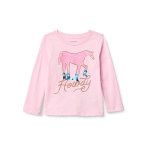 TOP VENTAS: Amazon Essentials Camisetas Manga Larga Niña, Rosa Pastel Salvaje Oeste, 6-7 años con descuento