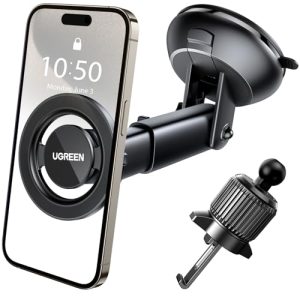 REBAJADO: UGREEN Soporte Móvil Coche Magsafe 2 en 1, Suporte Telemovel Carro Magnético para el Salpicadero & Rejillas de Aire y Parabrisas, Compatible con iPhone 16 15 14 Plus Pro MAX, Galaxy, Xiaomi, etc. | Oferta Amazon