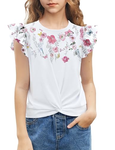 OFERTA: Arshiner niñas Camisetas de impresión de Manga Corta de los niños de Moda Casual Camisa de Verano Mangas de Vuelo Tops Camiseta básica para Las niñas Flores 150 | Oferta Amazon