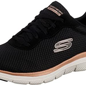OFERTA: Skechers Flex Appeal 4.0 Brilliant View Regular, Zapatillas Mujer, Black Mesh Rose Gold Trim, 39 EU con descuento
