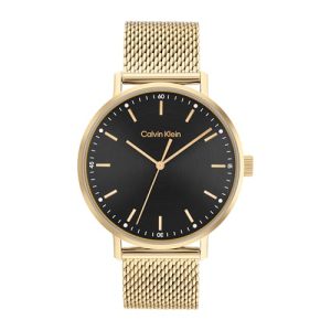 DESCUENTO: Calvin Klein Reloj Analógico de Cuarzo para Hombre Colección Modern Mesh con Correa de Malla de Acero Inoxidable de Color Dorado – 25200049 con oferta