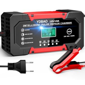 ¡GRAN PRECIO! YDBAO Cargador Baterias Coche 12V 10A Cargador de baterias Coche y Moto Inteligente con Reparación y Pantalla LCD y Múltiples Protecciones Cargadors de batería para Auto,Moto, Camión, AGM, SLA, Gel rebajado hoy