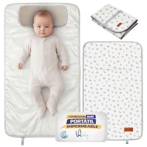 CHOLLO: Cambiador Bebe Portatil Impermeable Plegable Acolchado Lavable de Flores para Casa Fuera o Viaje Regalo Recien Nacido Cosas Accesorios Niño Niña Muda Fraldas para Pañales Changing Mat Baby Valbaby con oferta