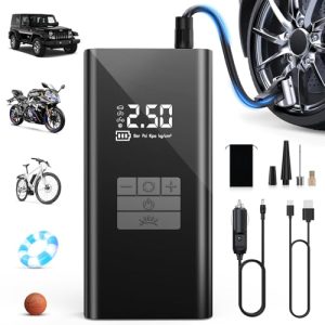 OPORTUNIDAD: DIHOOM Compresor Aire Portatil – Inflador Electrico de Neumáticos de Coche de 45L/min con Soporte de Power Bank, Iluminación LED 6000mAh,4 Modos,Ideal para Coches Bicicletas Motos y Balones con oferta