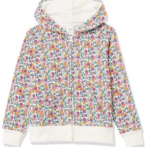 OPORTUNIDAD: Amazon Essentials Sudadera de Forro Polar con Capucha y Cremallera Niña, Blanco Flores Pequeñas, 2 años en promoción