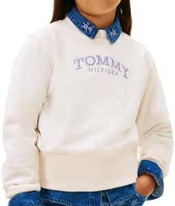 PROMOCIÓN: Tommy Hilfiger Sudadera de Cuello Redondo con Dobladillo Alto para niña, KG0KG08989, Color Blanco , 6 años, Blanco , 6 años al mejor precio