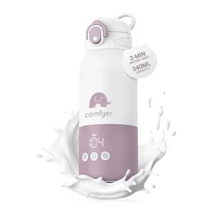 OFERTA: Comfyer BW01 Calienta Biberones Portatil para Viaje, Calentamiento Rápido y Larga Duración de la Batería, 2 Modos para Leche Materna y Agua, 340ml de Capacidad para Viajes Morado y blanco