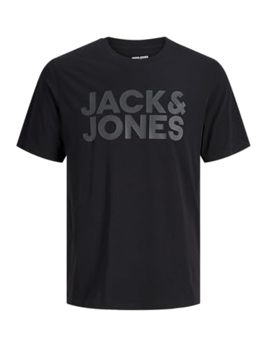 OPORTUNIDAD: JACK & JONES Jjecorp Logo tee SS O-Neck Noos Camiseta Cuello Redondo, Black Fit:Slim/Large Print/Black, XL Hombre rebajado hoy