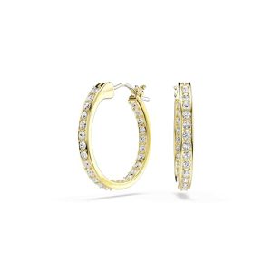 DESCUENTO: Swarovski Pendientes de aro Sommerset, Pendientes Pequeños con Borde Exterior de cada Pendiente Bañado en Tono Oro Delicadamente Adornado con un Pavé de Cristales Transparentes, Blancos