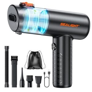 CHOLLO: SEALIGHT Aspirador de Mano, 32000PA 4 en 1 Aspiradora de Coche con Motor Sin Escobillas, aciado Automático de un Toque,Mini Aspiradora Sin Cable para Pelo de Mascotas, Coche, Hogar
