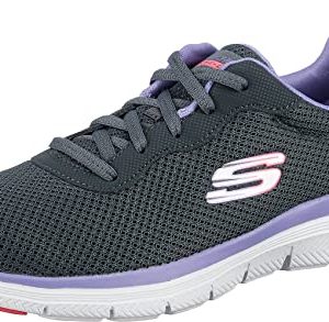 CHOLLO: Skechers Flex Appeal 4.0 Brilliant View Regular, Zapatillas Mujer, Charcoal Mesh Lavender Trim, 39 EU con descuento