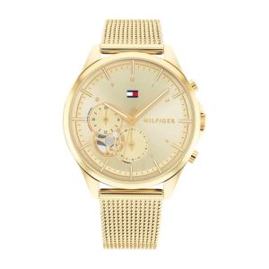PROMOCIÓN: Tommy Hilfiger Reloj Analógico de Cuarzo Multifunción para Mujer con Correa de Malla de Acero Inoxidable de Color Dorado – 1782417 al mejor precio