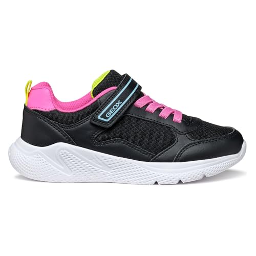 CHOLLO: Geox J SPRINTYE Girl Sneaker, Black/Fluo Fuchsia, 35 EU, Black Fluo Fuchsia, 35 EU con descuento