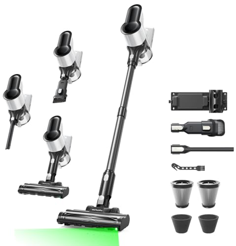 PROMOCIÓN: VACTechPro 550W/50Min/50KPA Aspiradora sin Cable F02 Lite, Escoba Aspirador sin Cable con Filtración de 8 Capas, Aspirador Vertical per Pavimenti/Tappeti/Peli, Aspirador sin Cable, Negro Y Blanco con descuento