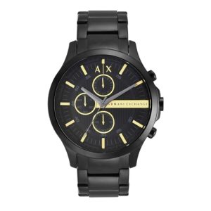 DESCUENTO: Armani Exchange Relojes de hombre, Movimiento de cuarzo cronógrafo y caja de 46 mm con correa de acero inoxidable, Negro azabache con descuento