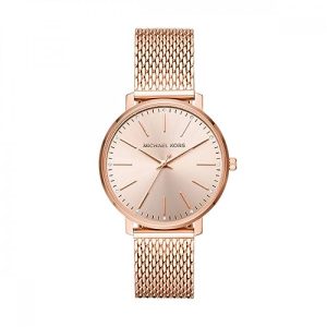DESCUENTO: Michael Kors – Reloj de Cuarzo Pyper con Correa de Acero Inoxidable de Malla en Tono Dorado Rosa foe para Mujer MK4340