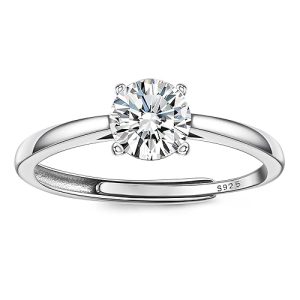 JeweBella Anillo Mujer Plata de Ley 925 Anillo Zirconia Cúbica Brillante Ajustable Anillo Compiso Mujer Anillo Pareja Plata Anillo de Bodas para Alianza Bodas Regalo Aniversario Con Caja rebajado hoy