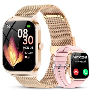 TOP VENTAS: Reloj Inteligente Mujer Oro Rosa,1.85″ HD Smartwatch Mujer con Llamadas ,Smart Watch con Pulsómetro/Monitor de Sueño/Oxímetro/Podómetro,120+ Modos Deportivos, para iOS Android（Correas Dobles） al mejor precio