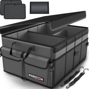 OFERTA: FORTEM Organizador Maletero Coche – Caja Maletero Coche Plegable con Base Antideslizante y Correas Ajustables – Bolsa Organizador con Compartimentos y Tapa con Tela Oxford 600D – Accesorios Coche 50L con oferta