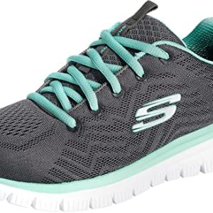 REBAJADO: Skechers Graceful Get Connected Regular, Zapatillas Mujer, Charcoal Mesh Green Trim, 38 EU con oferta