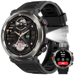 OFERTA: Yxtel Reloj Inteligente Hombre Militar,Smartwatch Hombre 1.45″ Llamadas 960mAh Monitor Cardíaco 24h SpO2 Sueño IP68 123 Modos Deporte Linterna LED Brújula 2 Correas iOS Android | Oferta Amazon