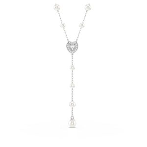 TOP VENTAS: Swarovski x Ariana Grande Collar en Y, Cadena Adornada Crystal Pearls, en el Centro se Incorpora un Motivo en Forma de Corazón, Tallas mixtas, Baño de Rodio, Blanco en promoción