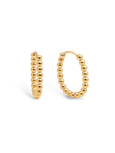 REBAJADO: SINGULARU - Pendientes Dana Dots. Acero con Acabado en Baño Oro de 18Kt. Ovalados con Cierre Congo/Click. Joyas para Mujer rebajado hoy