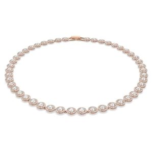 PROMOCIÓN: Swarovski Collar Tennis Una Angelic, Talla redonda, Medio, Blanco, Baño tono oro rosa