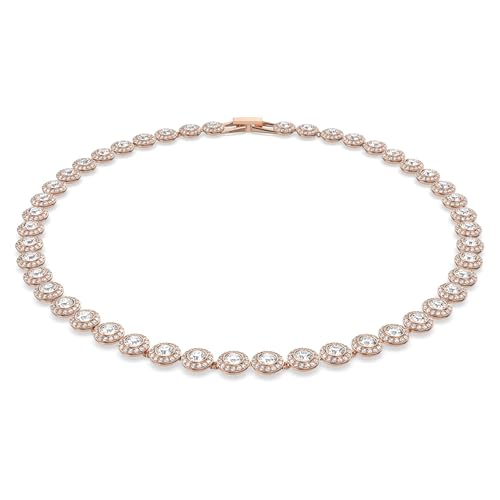 PROMOCIÓN: Swarovski Collar Tennis Una Angelic, Talla redonda, Medio, Blanco, Baño tono oro rosa