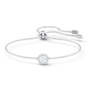 TOP VENTAS: Swarovski Pulsera Una Angelic, Tallas redondas combinadas, Blanca, Baño de rodio