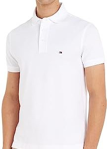 CHOLLO: Tommy Hilfiger Polo de Manga Corta para Hombre 1985 Slim Fit, Blanco , L con oferta