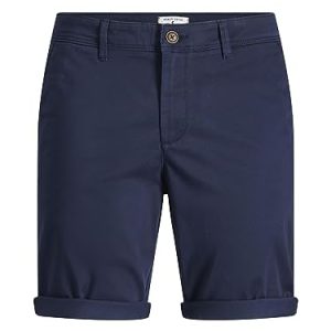 OFERTA: JACK & JONES Pantalones Cortos Chinos Ajustados para Hombre Cintura Media – Corte Regular, Color:Azul-2, Talla:M con oferta