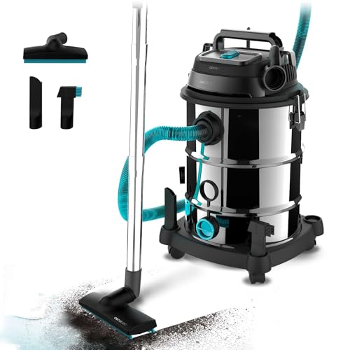 DESCUENTO: Cecotec Aspirador de Sólidos y Líquidos de 30 L Conga Rockstar Wet & Dry Steel Pro. 1600 W, 23 kPa, Sistema de Drenado, Aspirador y Soplador, Estructura Metálica, Ruedas, Radio de Acción 5m | Oferta Amazon