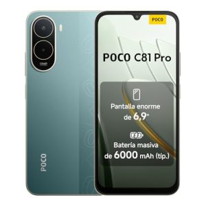 OPORTUNIDAD: XIAOMI POCO C81 Pro Smartphone 4+128 GB, 6000 mAh, Pantalla inmersiva de 6,9″, Teléfono con diseño Elegante y Refinado, Cámara Dual AI de 13 MP, Verde, 1 año de garantía Adicional con descuento