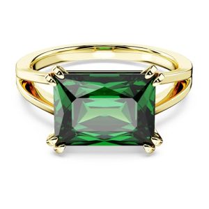 REBAJADO: Swarovski Anillo de cóctel Stilla, Talla rectangular, Verde, Baño tono oro al mejor precio