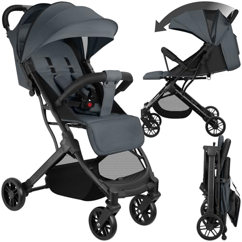 TOP VENTAS: tectake® Carrito de Bebé, Silla de Paseo Plegable, Cochecito Bebés de 0-36 Meses, Arnés de 5 Puntos, Respaldo y Reposapiés Ajustables, Carro de Bebé Compacto, Protección Solar UV - antracita en promoción