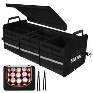 TOP VENTAS: Einesin Organizador Maletero Coche con Bolsa Aislante, 88L Gran Capacidad Varios Compartimentos, Plegable Impermeable y Base Antideslizante Tapa Desmontable Negro