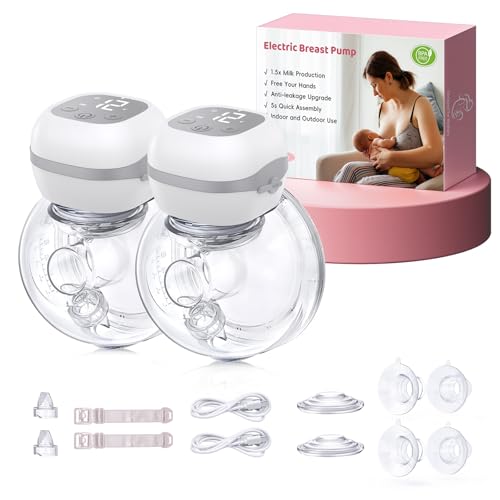 DESCUENTO: Haokoo Sacaleches Electricos Manos Libres Portatil, 201g Ligero Extractor de Leche Materna Electrico, Recargable, Sin BPA, 3 Modos y 12 Niveles, 21mm/24mm Brida, para Viajes, Oficina, 2 Piezas rebajado hoy