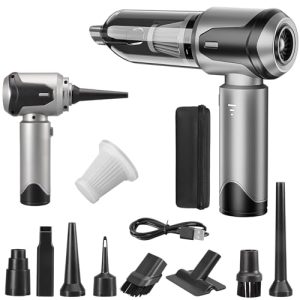 DESCUENTO: uxen Aspiradora Mano Coche Potente Aspirador, Aspiradora de Mano Sin Cable, Portatil Mini Aspirador, Ideal para el Coche y el Hogar, Plateado | Oferta Amazon