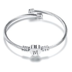 TOP VENTAS: Suonie Plata Amor Corazón 26 Letra Inicial Alfabeto A-Z Pulsera Joyería Regalo Ajustable Para Hija Hijo Hermanas Amigos Madre Colega Amante Cumpleaños Navidad con descuento
