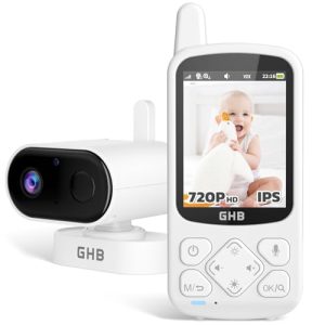 ¡GRAN PRECIO! GHB Camara Vigilancia Bebe Vigilabebes con Camara con Pantalla IPS 2.8″ 720P Recargable de 2000mAh Visión Nocturna 8 Canciones de Cuna Comunicación Bidireccional VOX Escucha Bebes con descuento