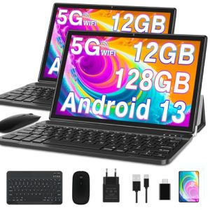 PROMOCIÓN: Android Tableta de 10.1 12 GB + 128 GB +TF de 2 TB, 5G + 2,4G WiFi, GPS, BT5.0, certificación GMS, 6000 mAh,Cámara dual de 8 + 5 MP, Cast, OTG, tipo C,Funda, teclado y ratón – Negro | Oferta Amazon
