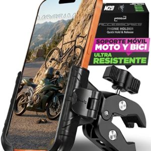 OFERTA: Soporte Móvil Moto Ultra Resistente Antivibración Soporte Móvil Bicicleta con Pinza de Aluminio Bloqueo 1S Rotación 360° para Manillar Patinete Eléctrico MTB Carretera y Smartphone Seguro Premium rebajado hoy