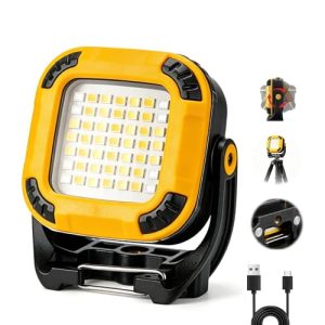 CHOLLO: Linterna LED Recargable, Portatil Linterna Taller Mecánico, 16 Modos de Luz, Base Magnética con Gancho, Cuerpo Impermeable, Luz de Trabajo LED para Reparación de Automóviles, Uso en Taller y Camping