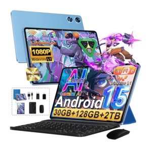 REBAJADO: 2026 Tablet Android 15 Octa-Core 2.0 GHz|30GB + 128GB (Expandible 2TB )|8000mAh|5G | BT 5.0|Cámara Dual|GMS Certificación| Widevine L1|5MP+8MP|Tablet 10 con Teclado y Raton- Azul rebajado hoy