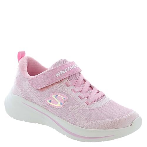 CHOLLO: Skechers Tenis Wave 92 para niña, Ribete de Malla Brillante Rosa Claro, 1.5 UK Child rebajado hoy