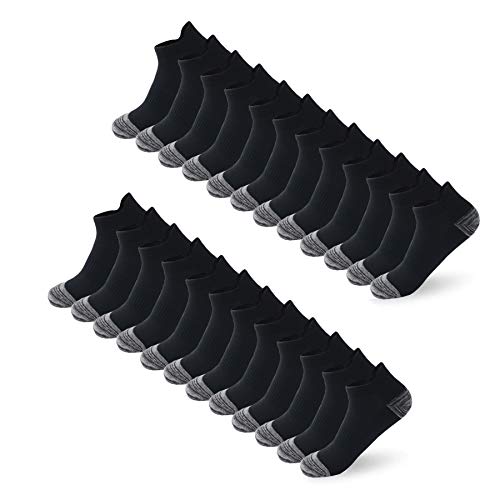 ¡GRAN PRECIO! BUDERMMY 12 Pares de Calcetines Tobilleros Deportivos Para Hombres y Mujeres Calcetines de Corte Bajo de Algodón, Blanco/Gris/Negro
