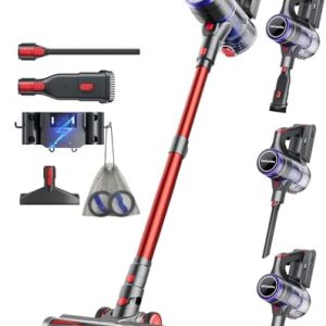 PROMOCIÓN: VACTechPro 55KPa/600W/70Min Aspiradora sin Cable, 1.6L Escoba Aspirador sin Cable con Filtración de 8 Capas, Súper Silencioso Aspirador Vertical con Cepillo Antienredos, Aspiradora, Rojo con descuento