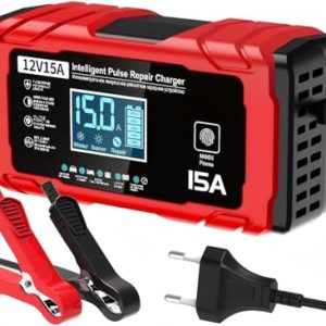 CHOLLO: AILRINNI Cargador Baterias Coche 15A – Inteligente Cargador Bateria Moto 12V 15A, Compensación de Temperatura, Apto para Baterías de Plomo-ácido y de Fosfato de Hierro y Litio, Barcos y Motocicletas con descuento