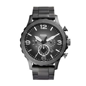 PROMOCIÓN: Fossil Reloj para hombre Nate, movimiento cronógrafo de cuarzo, caja de acero ahumado de 50mm con correa de acero, JR1437 en promoción